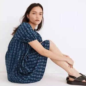 Madewell Puff-Sleeve A-Line Indigo Mini Dress